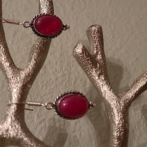 Pink jade earrings